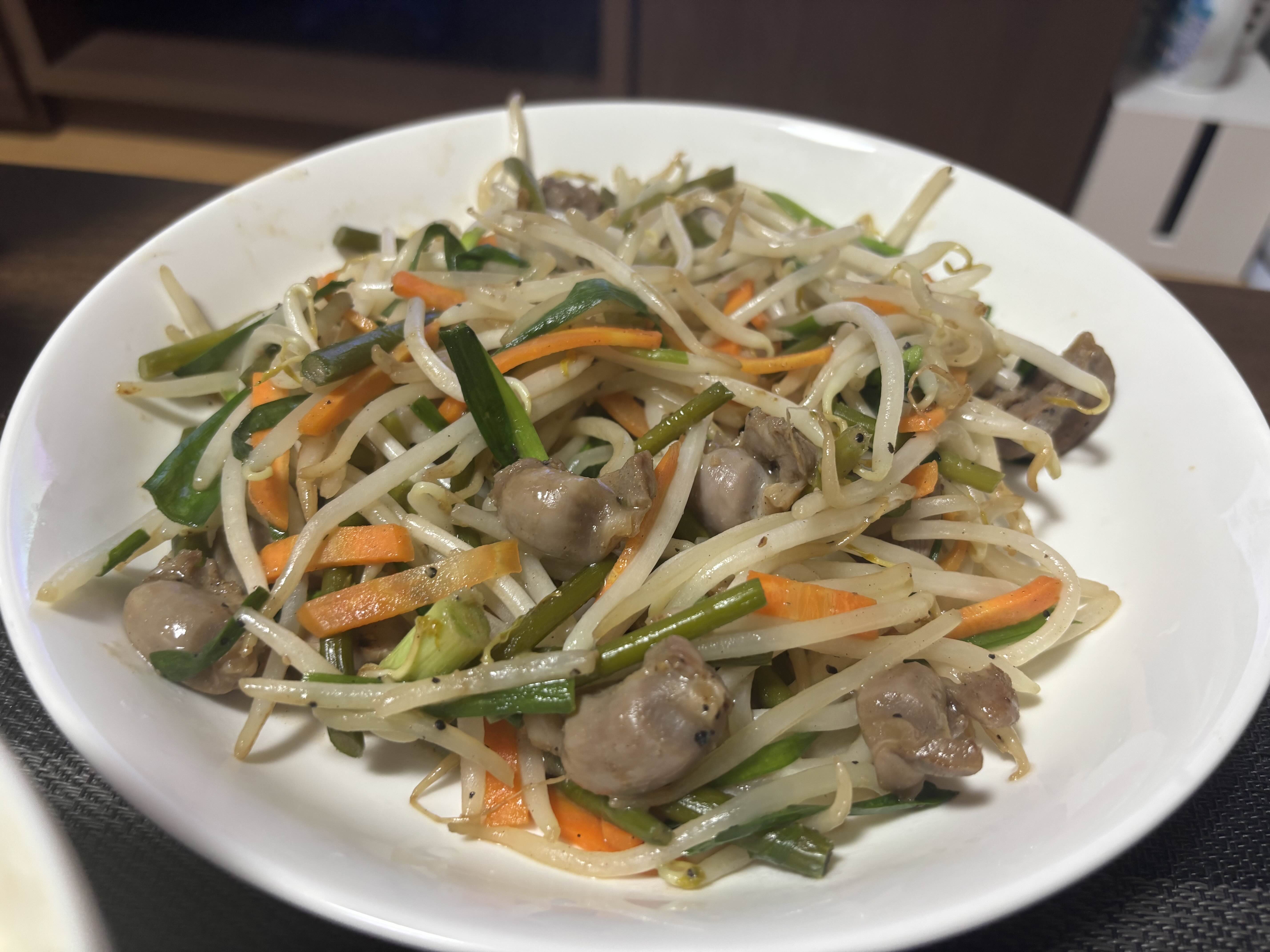 砂肝入り野菜炒め